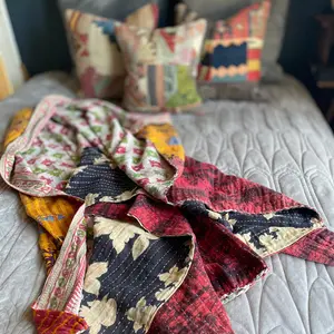 Indian Sari Kantha Quilt.