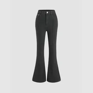 Cider [size 0-10] Denim High Waist Solid Flared Jeans Dealsforyou