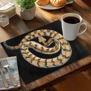 360 stand Rectangular Southern Timber Rattlesnake Placemat - 14x18 in, Exotic Snake Motif, Vivid Print, Tableware, Coasters Home Decor, Dining Use, Exotic Reptile Accent, CPPM1418UBNEZL