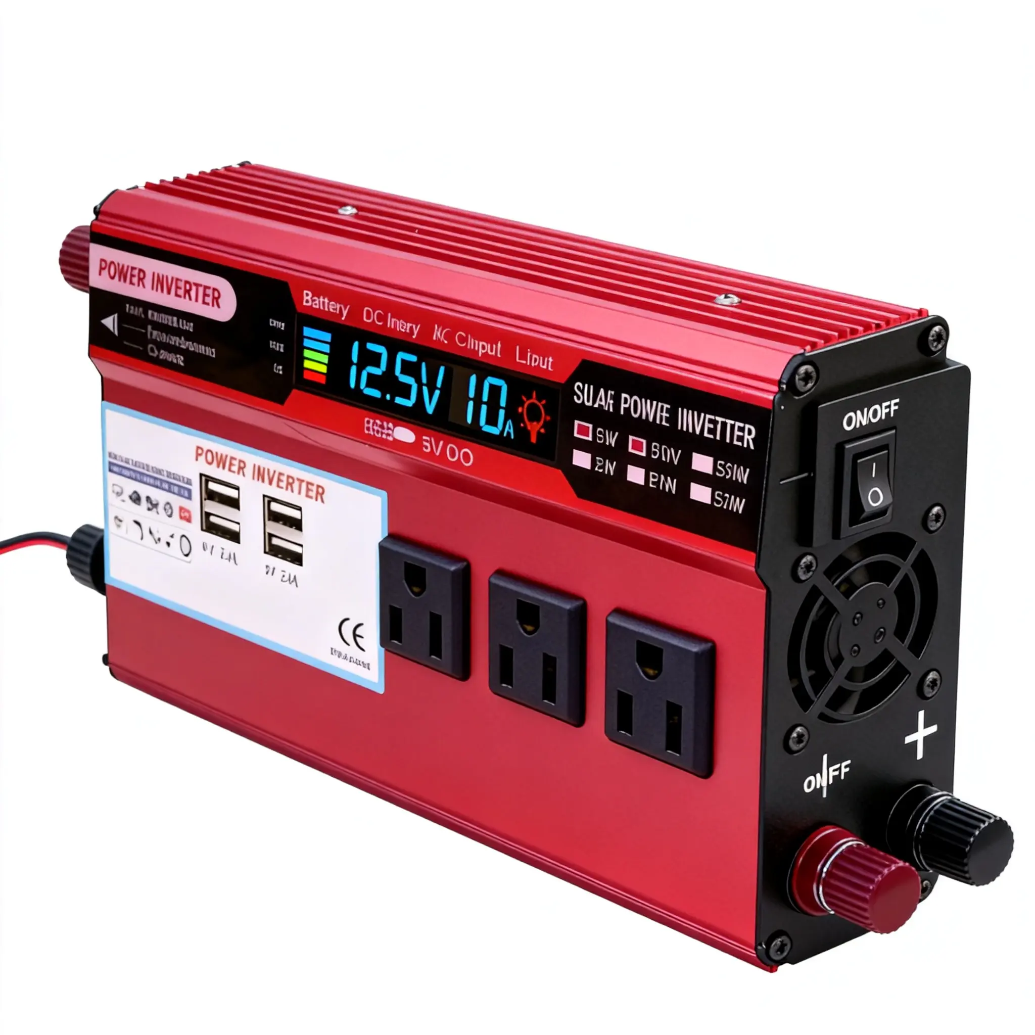 12V DC to 110V AC Car Power Inverter, 5000W Peak Output Vehicle Voltage Transformer with Multiple AC Outlets, USB Fast Charging Ports, Portable Adapter for Camping, Off-Grid Use, Truck/RV Road Trips