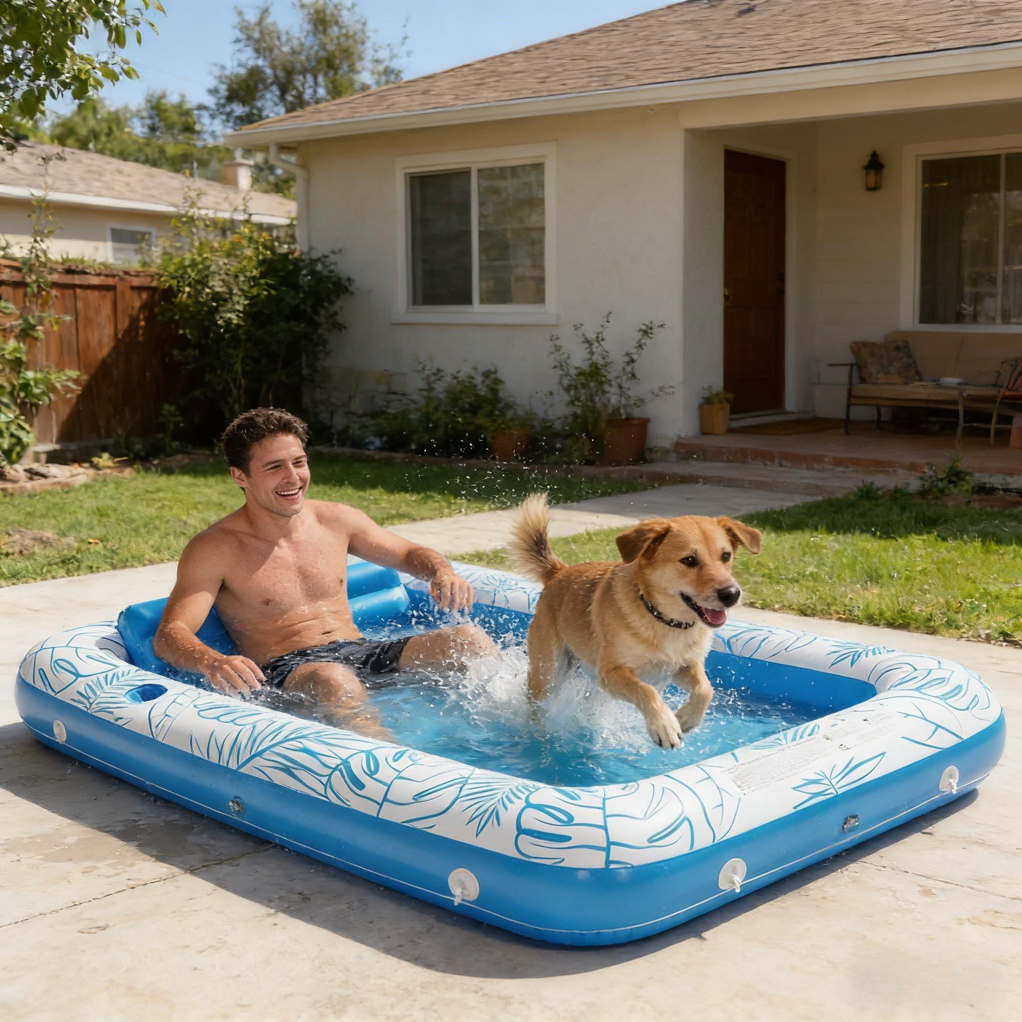 Inflatable Pool Large Full-Sized Family Swimming Pool Backyard Outdoor Summer Water Fun Thickened Durable Anti-Leak Material Easy Inflate Foldable Storage Perfect for Backyard Garden and Family Water Fun All Season Long