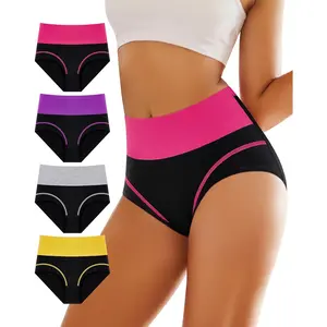 Women's Cotton Underwear Tummy Control High Waisted Panties Stretch Comfortable Full Coverage Breathable Briefs 4/5 Pack