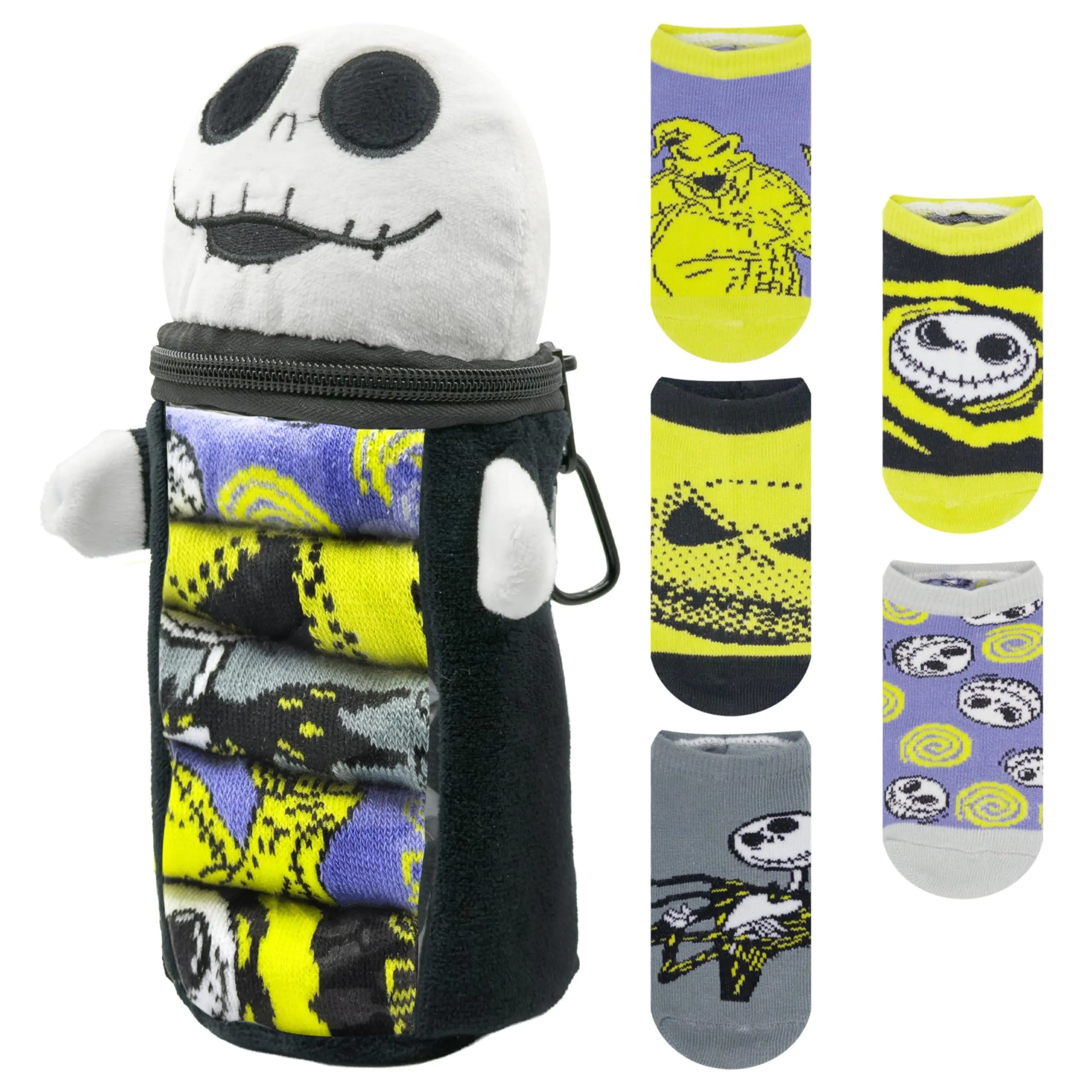 Disney Boys' Nightmare Before Christmas Official Character Socks, 5-Pack Calf Sock Set with Plush Pencil Case, Ages 4-8 Years