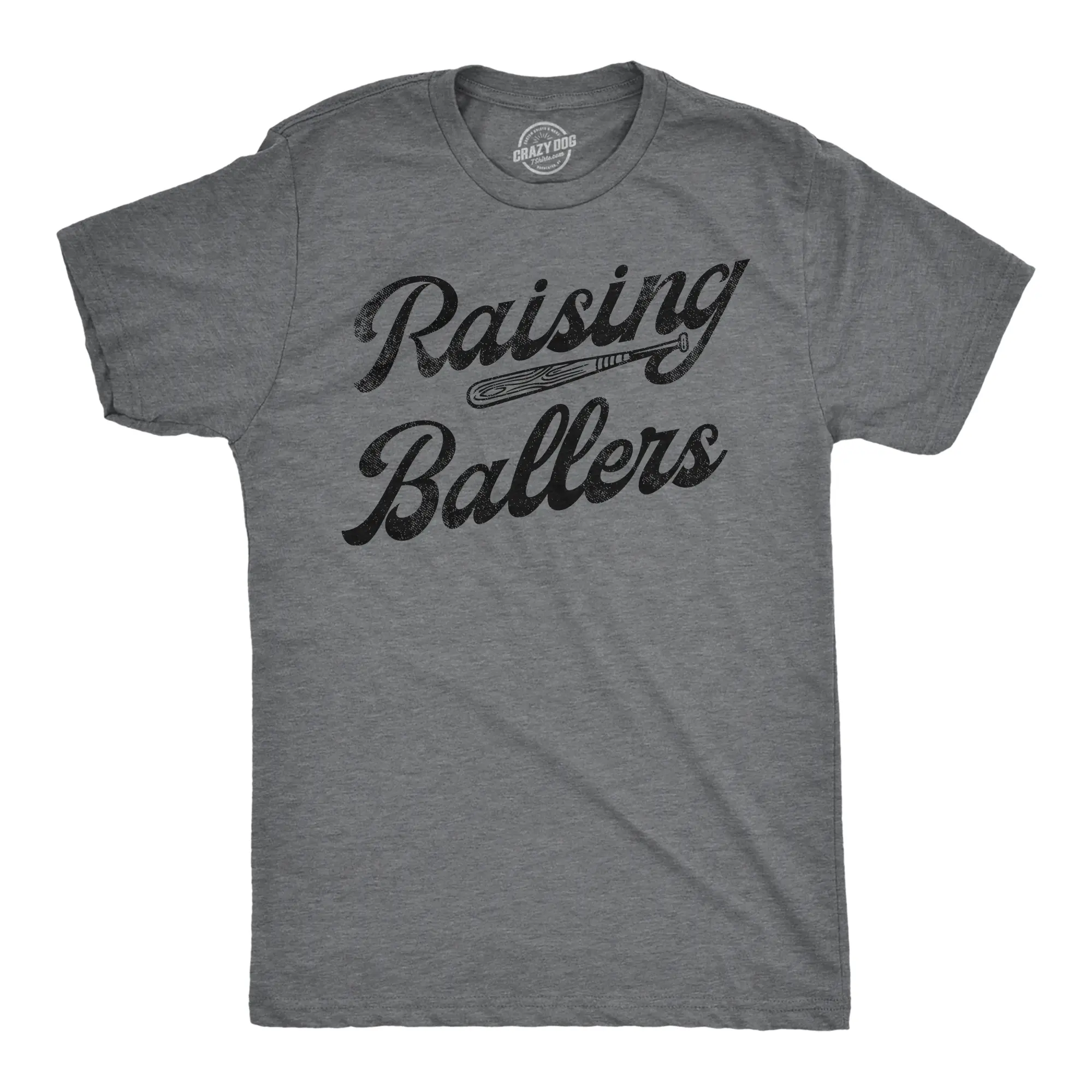 Mens Funny T Shirts Raising Ballers Sarcastic Baseball Graphic Tee for Men Mens Funny T Shirts Cool Vintage Fashion T-Shirt Gift Classic Menswear Sarcastic Apparel for Men Funny Baseball Short Sleeve Novelty Dark Grey