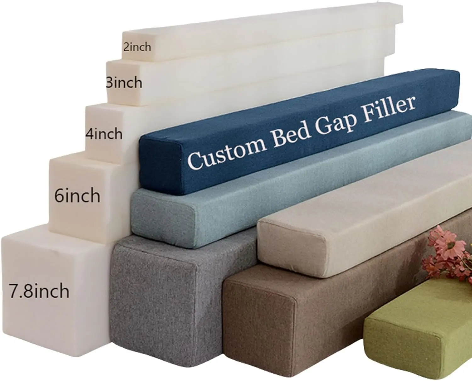 Bed Gap Filler, Mattress Wedge Gap Crack Filler Twin pace Filler Between Bed and Wall with Removable Cover, Full Mattress Extender tuffer for Queen King Headboard Bed (Linen)