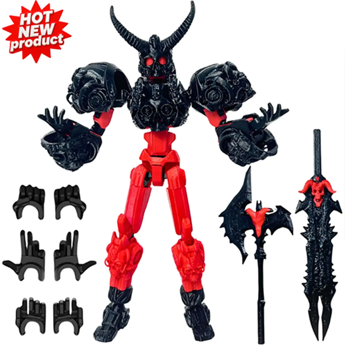 T13 Cool Fully Assembled 3D Printed Jointed Action Figure - Articulated Figurine, Versatile Interchangeable Parts, 3 Hand Types, Exceptional Animation Tool, Unique Gift Choice for Robot Enthusiasts, DIY Hobby Collectible Toy