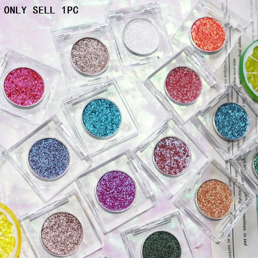 Single Color Flashy Eyeshadow, Highlighter Glitter Eyeshadow, Premium Shimmer Eyeshadow, Potato Mud Texture, Waterproof Sweatproof, Portable Acrylic Packaging, Metallic Shimmer Shadow, Eyeshadow Makeup