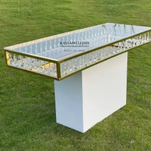 {Rental only }clear crystal dining table  gold pedestal table for wedding bride and groom bridal shower party events banquet table birthday cake table