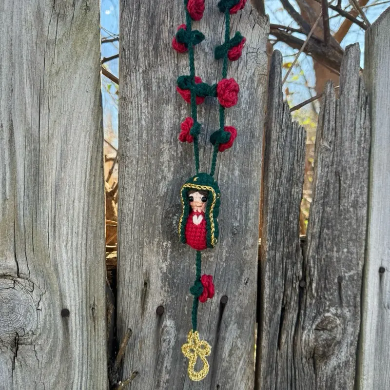 Handmade Guadalupe Virgen Rosary Car Mirror Decoration Unique Handcrafted Design Ideal For Car Accessories Perfect Gift Idea