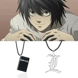 Anime Death Note Necklace Black Note Book Pendant Rope Chain Jewelry Necklace for Fan Cosplay Prop Gift Accessories