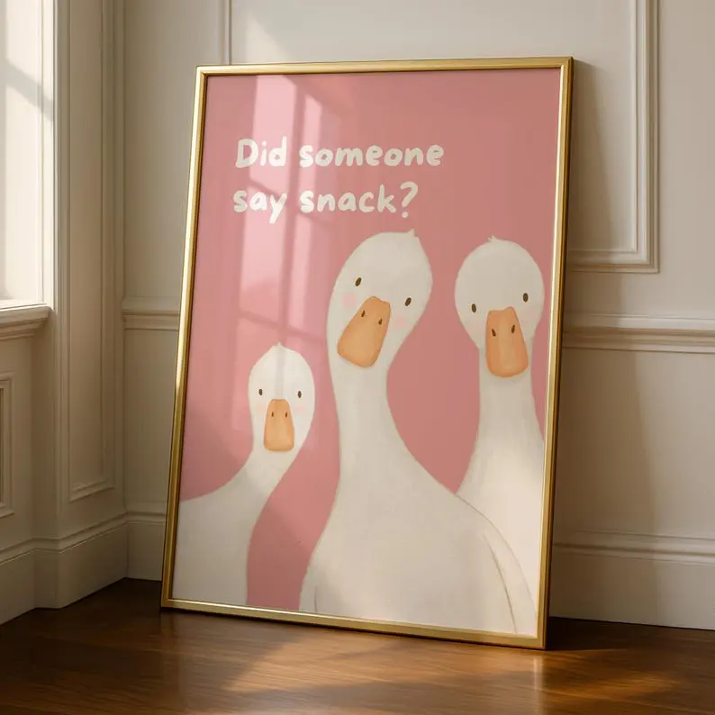 Kitchen Goose Print - Funny Wall Art Snacks Typography Decor Family Poster
