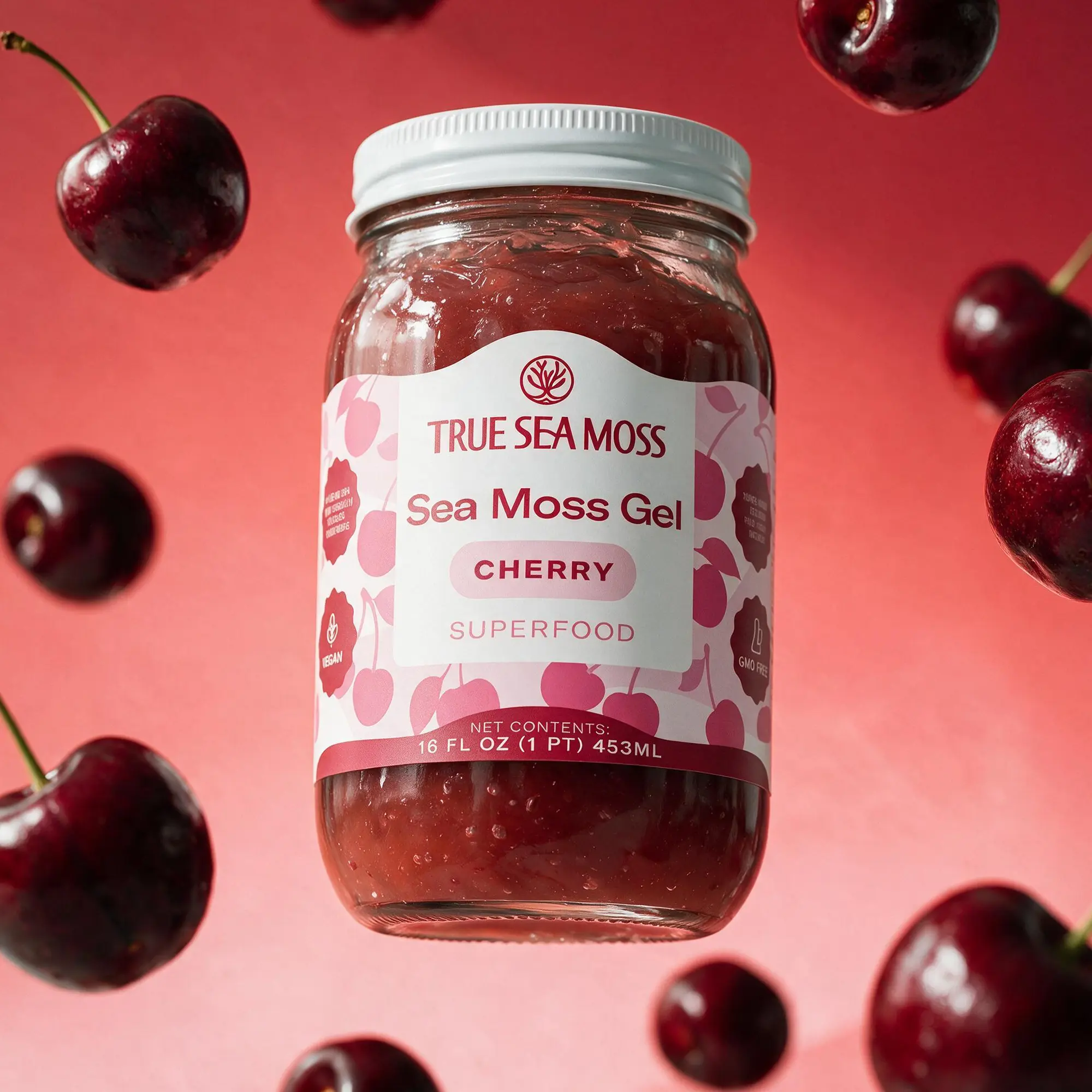 TrueSeaMoss Cherry Irish Sea Moss Gel – Rich in Minerals & Vitamins – supports immune, improves digestion, boost energy, skin & hair health