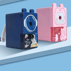 Student Cartoon Pencil Sharpener Hand Crank Automatic Lead Feeder, Effort-Saving Single Hole Pencil Sharpener, School Stationery