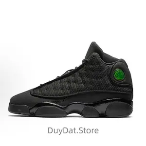 Retro Black Cat high-top retro basketball shoes for men in black