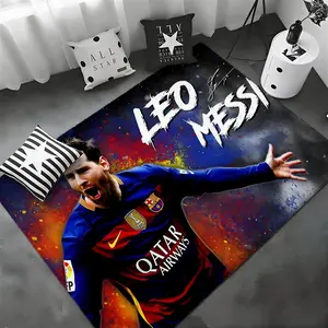 Football Star Lionel Messi Floor Mat Non-Slip Soft Flannel Thickened Rug Indoor Door Mat Ultra Soft Absorbent Wear-Resistant Floor Mat for Living Room Hallway Entryway Front Door Porch Durable Non-Skid Home Decoration Mat for Indoor Daily Use