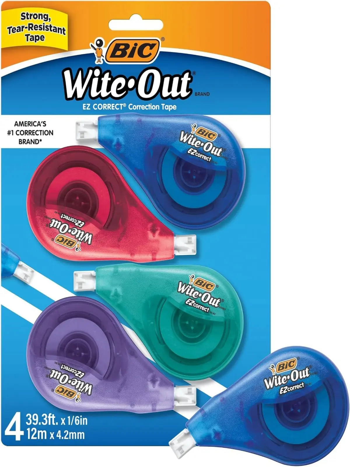 BIC Wite-Out EZ Correct Correction Tape, 4 Count (Pack of 1)