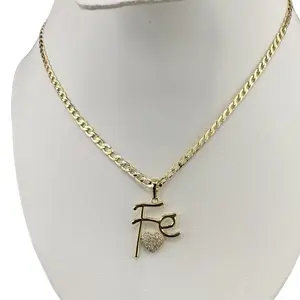 Faith Pendant with Cuban Chain - 22inch Faith Heart Necklace for Confidence in Troubled Times Jewelry