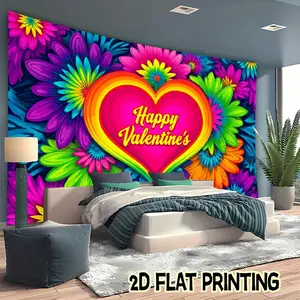 2D Flat Banners-1pc Festival banner Valentine S Day Heart Colorful Theme Design multi-functional decoration suitable for festivals, courtyards, studios, homes and garden celebrations- perfect Valentine 's Day gift