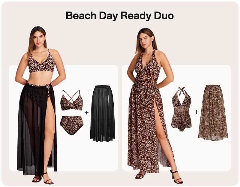 Lilylove Women's Cover Up Skirt Ringy High Slit Bathing Suit Bikini Swimsuit Coverup Sheer Mesh Long Skirt for Summer Ladies Bottoms for Beach Holiday Vacation