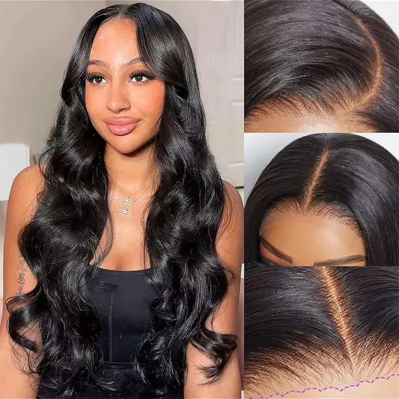 [SUPER DEAL] Wiggins Hair Body Wave Pre Bleached Pre Plucked Pre Cut 7x4 Ready And Go Glueless Lace Closure Wig 5x5 Closure Wigs Human Hair Beginners Glueless Wigs