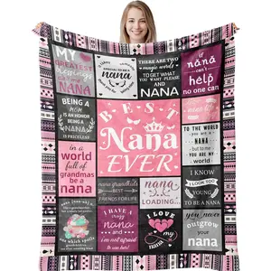 Nana Birthday Gifts, Best Nana Ever Gifts Blanket from Grandkids, Nanas Gifts Idea for Mothers Day Christmas, Super Soft Warm Cozy Throws Blanket Great Gift Ideal for Nanas 60" x 50", Printed on One Side with a Plain White Back, Halloween Thanksgiving Chr