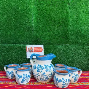 Engove Milk Jug Relieve color Azul Turquesa Set. (Cielito Lindo).