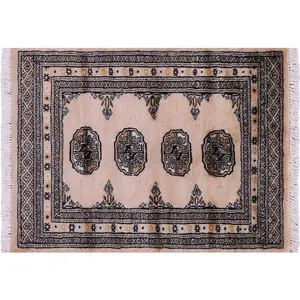 Ivory Silky Bokhara Hand-Knotted Wool Rug 2' 1" X 2' 9" - Q23858
