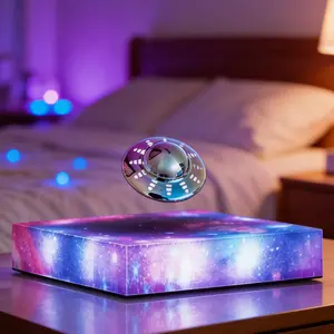 360° Rotating Levitating UFO Lamp, Built-in Magnetic Levitation Core, Equipped with LED Ring Base, a Unique Night Light Ornament for Home Desk Decoration