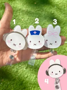 Bunny Rabbit Retractable ID Badge Reel / Doctor / Nurse / Medical Worker / Coworker