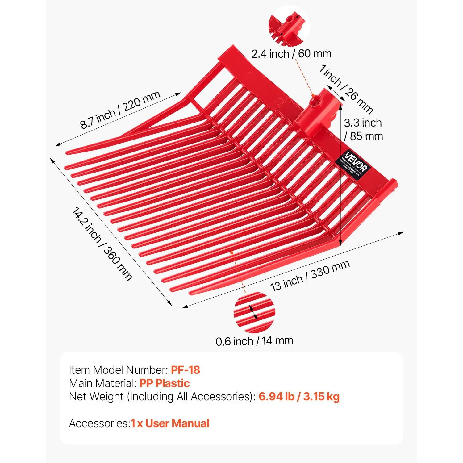 18-Tine-Plastic Heads