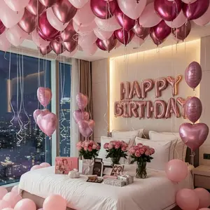 49pcs Birthday Party Balloons Set, Dreamy Princess Theme Decorations, 16'' Happy Birthday Banner, 18'' Heart Foil Balloon, 10'' Latex Balloons, Balloon Decorations Kit, Balloon Party Supplies