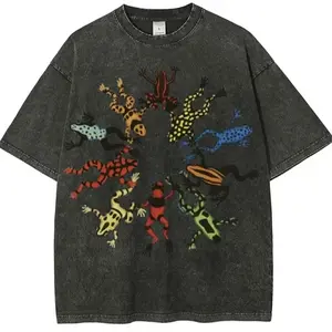 Poison Dart Frog Circle Graphic Washed 100% Cotton T-Shirt
