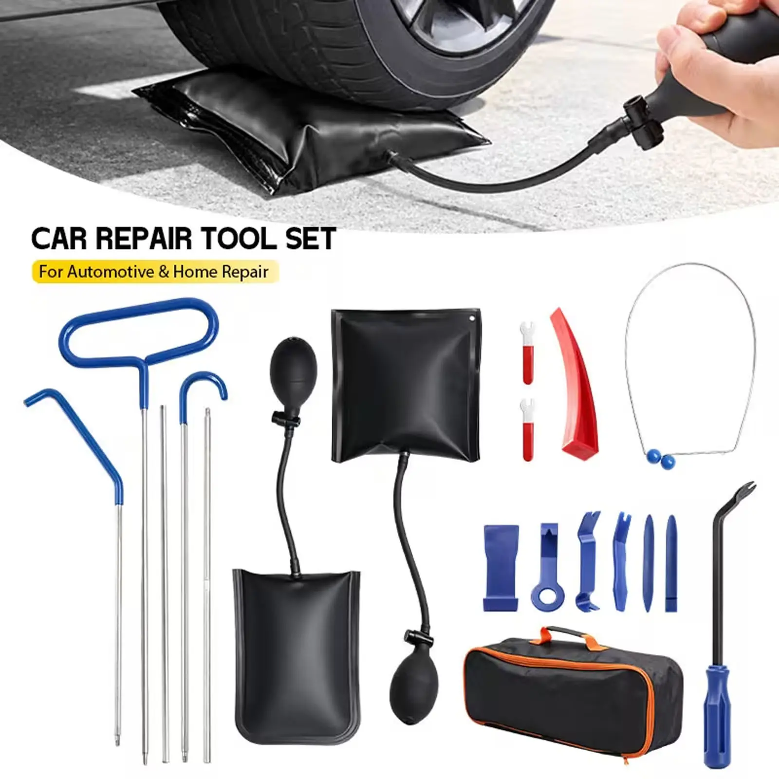 20PCS Car Lockout Kit,Car Tool Kit Set, Portable Repair Tools, Automotive Tool Kit, Heavy Duty Multi-Function Repair Kit, Adjustable Tools for Vehicle Maintenance, Portable with Carrying Case