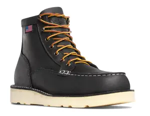 Danner Bull Run Moc Toe 6'' Black Men's Work Boots Full-Grain Leather Slip-Resistant Wedge Sole Durable Industrial Safety