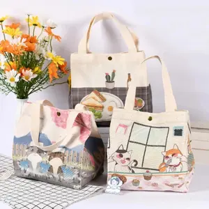 Janpanese Cat Bread Insulated Lunch Bag,Cute Pattern, Keep Warm Lunch Totes,Birthday Gifts