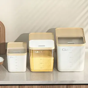 Airtight Cereal Container, 5kg Clear Rice Storage Bin with Scale Markings for Kitchen Countertop & Pantry