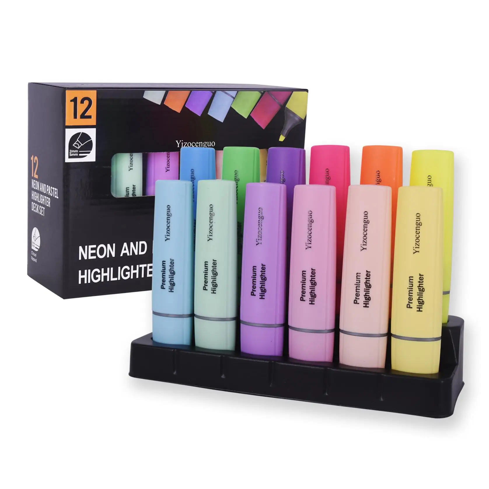 12pcs/box Mixed Color Highlighter Marker Pen, Portable Mini Multipurpose Highlight Marker Pen, Office Stationery & Supplies
