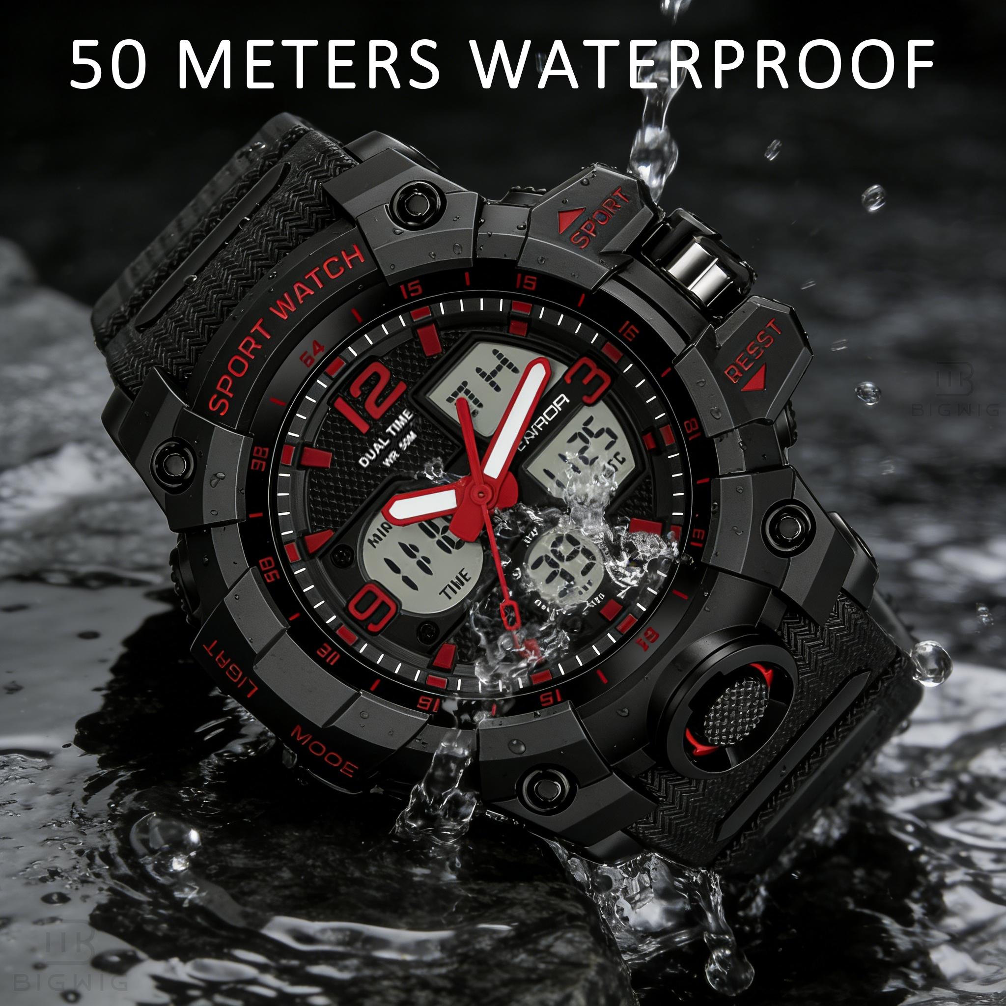 Men's Digital Sport Watch Water-Resistant Wristwatch with Dual Display for Outdoor Fitness Activities & Active Lifestyles,Christmas gift