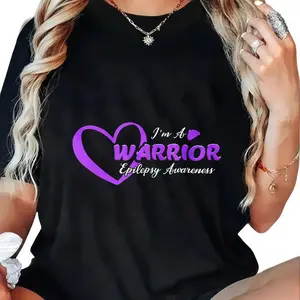 100% Cotton I'm A Warrior Epilepsy Awareness T-Shirt Women Men Outdoor Casual Short Sleeve Comfortable And Versatile