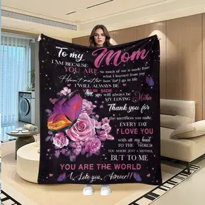 Dreamy Starry Butterfly Blanket, Creative Digital Print Flannel Throw, Perfect Gift for Thanksgiving, Valentine's Day, Christmas