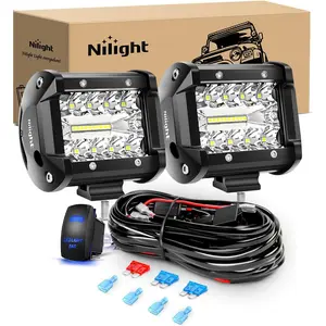 Nilight 2PCS 4Inch 60W LED Pods Fog Lights – Off Road Driving Roof Work Light Kit | With 12V Rocker Switch & 16AWG Wiring Harness | For Truck ATV UTV SUV Boat | Waterproof IP68 dealsforyoudays