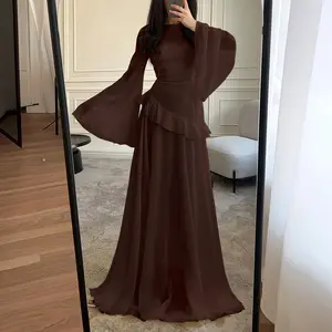 Women's Slim-Fit Flared Sleeve Midi Dress - Elegant High-End Long Sleeve Cocktail Dress Womenswear