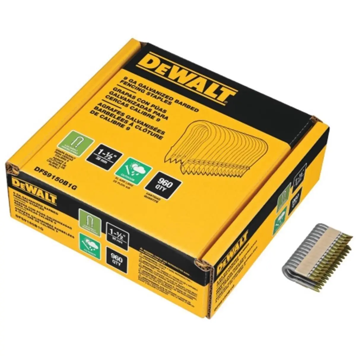 212 MAIN Galvanized Steel Barbed Staples, 1.5" Size, 3.07 in Width, 8.69 in Height, 9 Gal Capacity, 960-Count Pack, Large Home Appliance Accessory