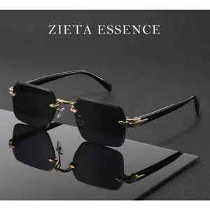 Must-Have! Retro Rectangle Rimless Sunglasses Men Women Luxury Brand Ins Trendy Vintage Sun Glasses