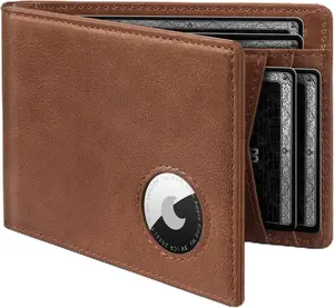 LORZOR Mens Wallet with AirTag Holder, Bifold Full Grain Leather AirTag Wallet for Men, RFID Blocking, ID Window, Gift for Men, up to 12 Cards, AirTag Not Included