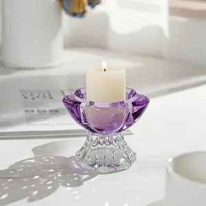 Crystal glass candlestick (excluding candles), suitable for bedroom, living room, dining table or dressing table.