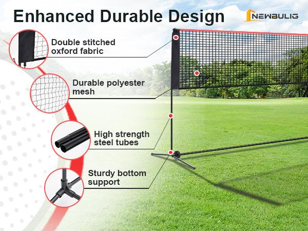 Portable Badminton Net Set, 14FT Adjustable Height for Outdoor & Indoor Use, Includes Carry Bag, Easy Setup No Tools Needed