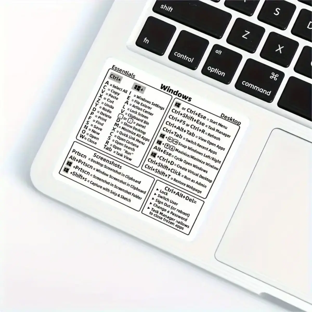 "Speedy Learning" 2pcs Windows & Word Shortcut Key Stickers - Self-Adhesive, Disposable, Rectangular Office Essentials For Laptop Keyboard Reference
