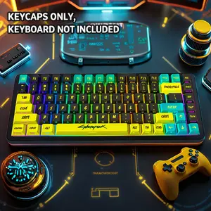 Cyberpunk Gaming Keycaps Set for Mechanical Keyboards – PBT OEM Profile Backlit Key Cap Set
