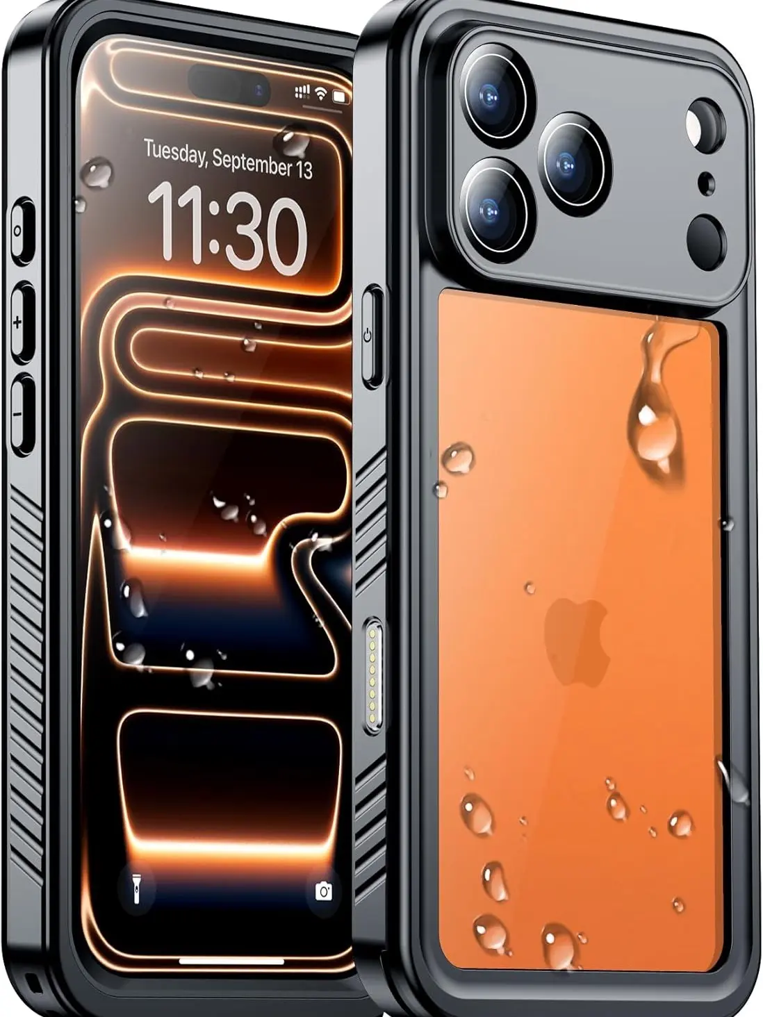 IP68 Waterproof 360-Degree Full Body Case for iPhone 17 Pro Max (6.9"), Mobile Phone Accessory with Built-in Screen Protector, Camera Protection, 17FT Anti-Drop Shockproof, Dustproof, Call Quality Preservation, Transparent/Black Cover, Accessories